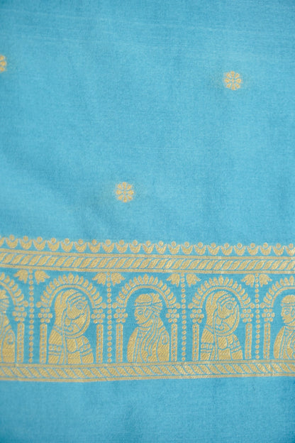 Peacock Blue Banarasi Silk Saree with Allover Buti Work