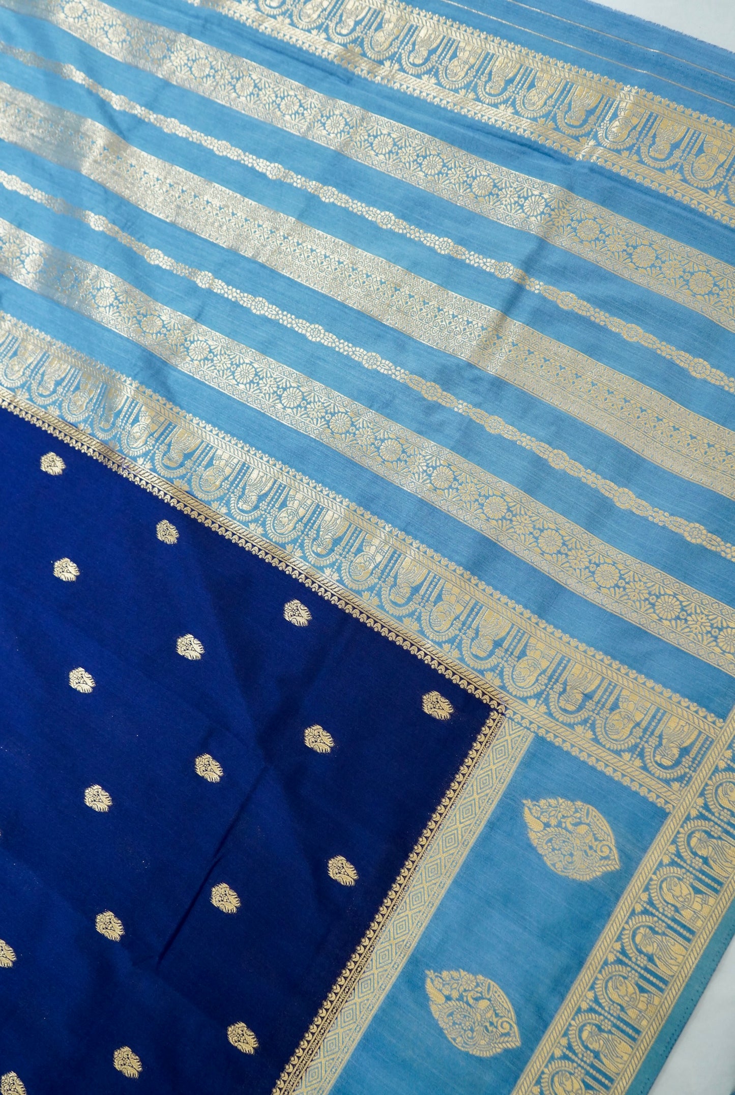 Royal Blue Banarasi Silk Saree with Allover Buti Work