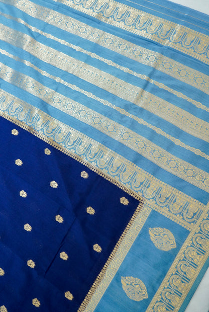 Royal Blue Banarasi Silk Saree with Allover Buti Work