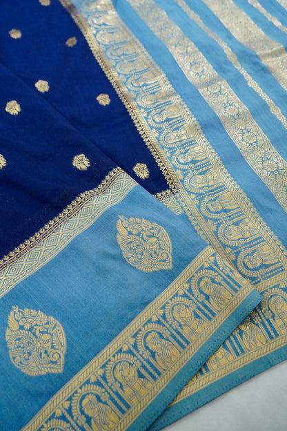 Royal Blue Banarasi Silk Saree with Allover Buti Work