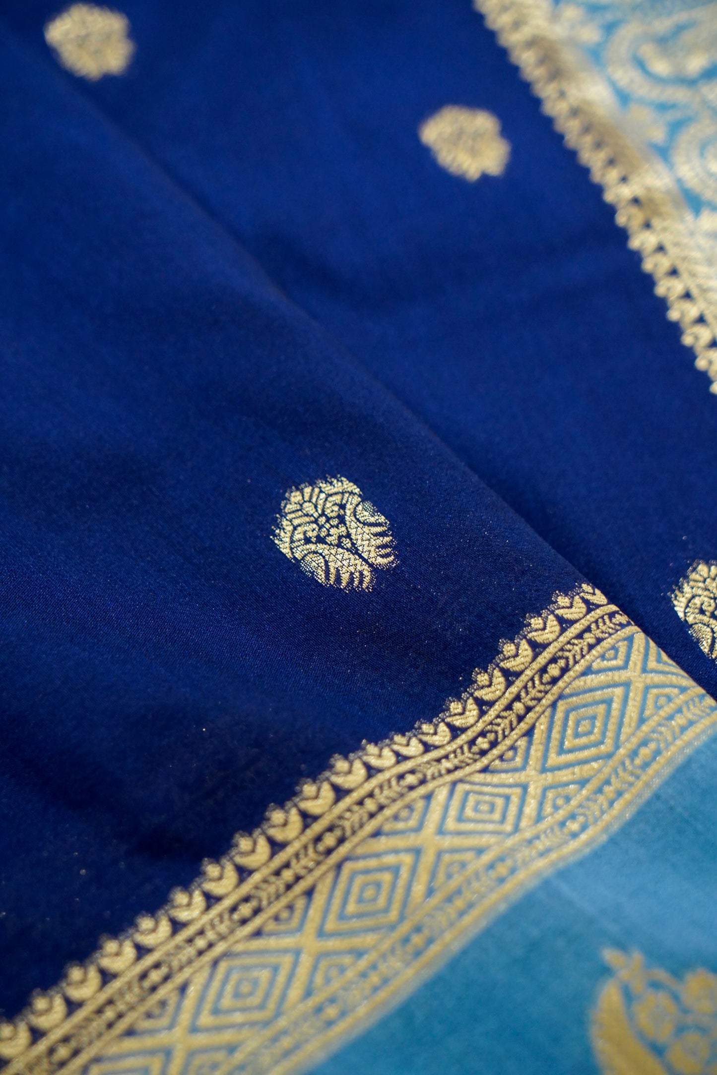Royal Blue Banarasi Silk Saree with Allover Buti Work