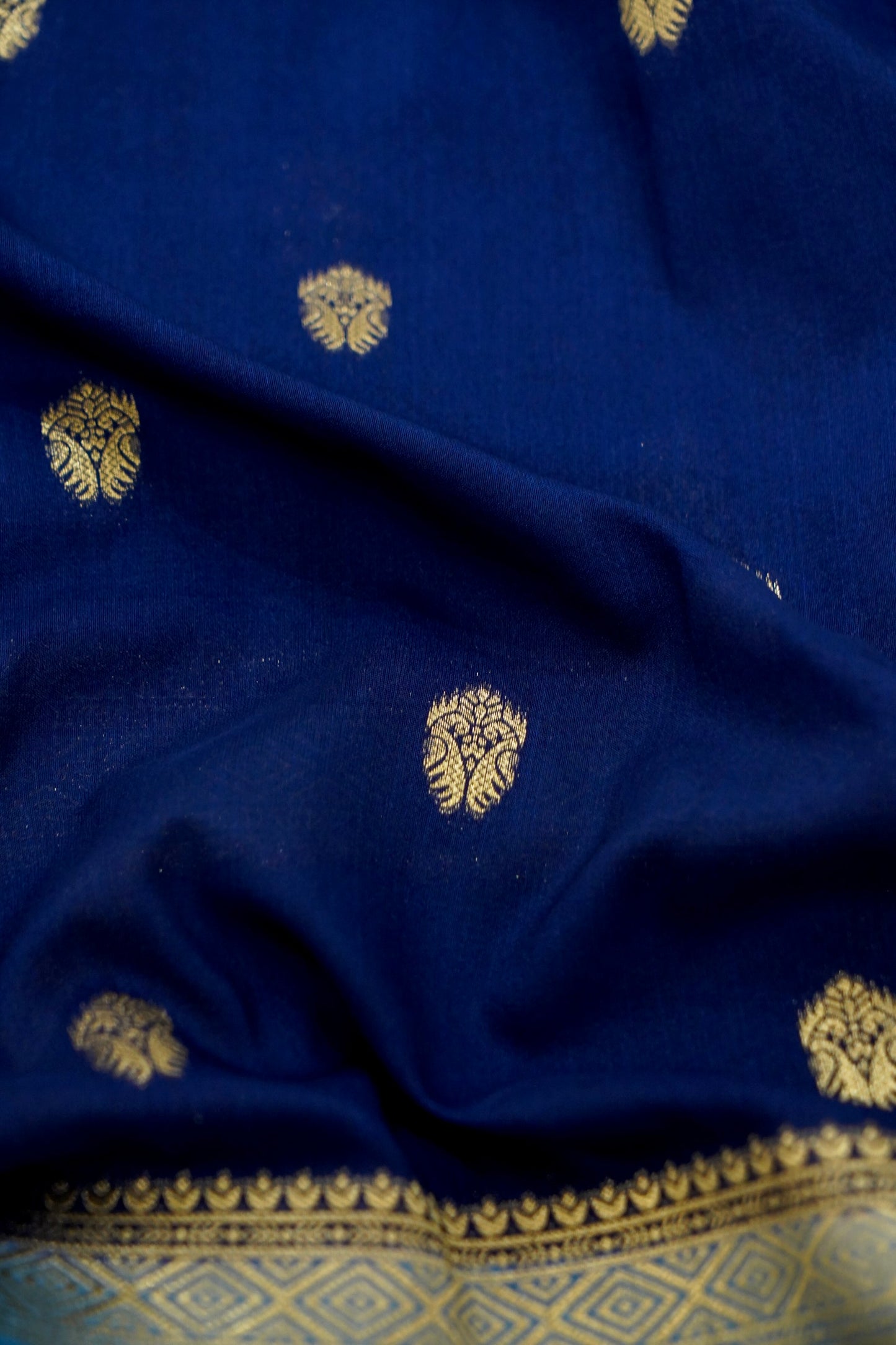 Royal Blue Banarasi Silk Saree with Allover Buti Work