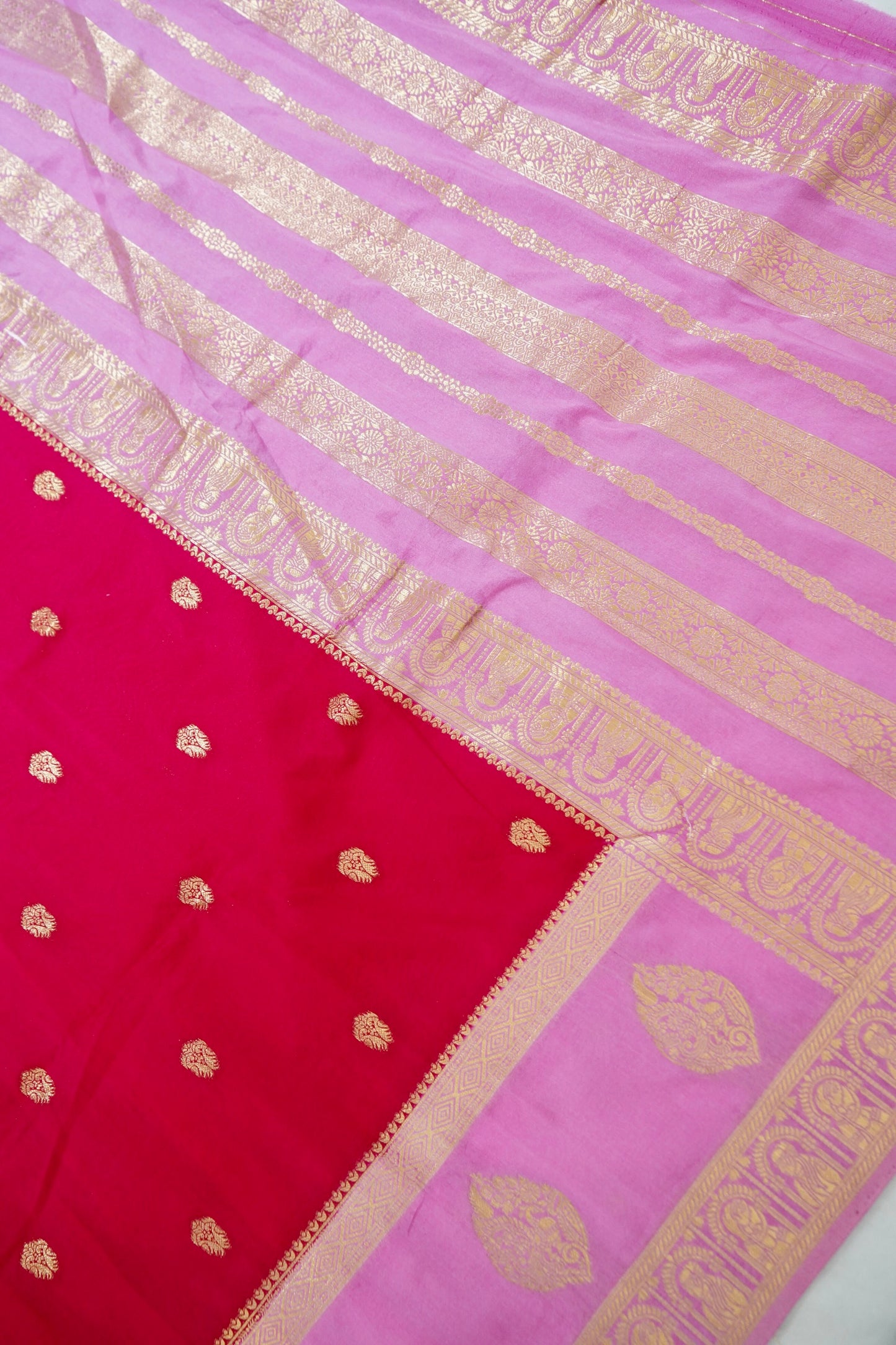 Crimson Red Banarasi Silk Saree with Allover Buti Work