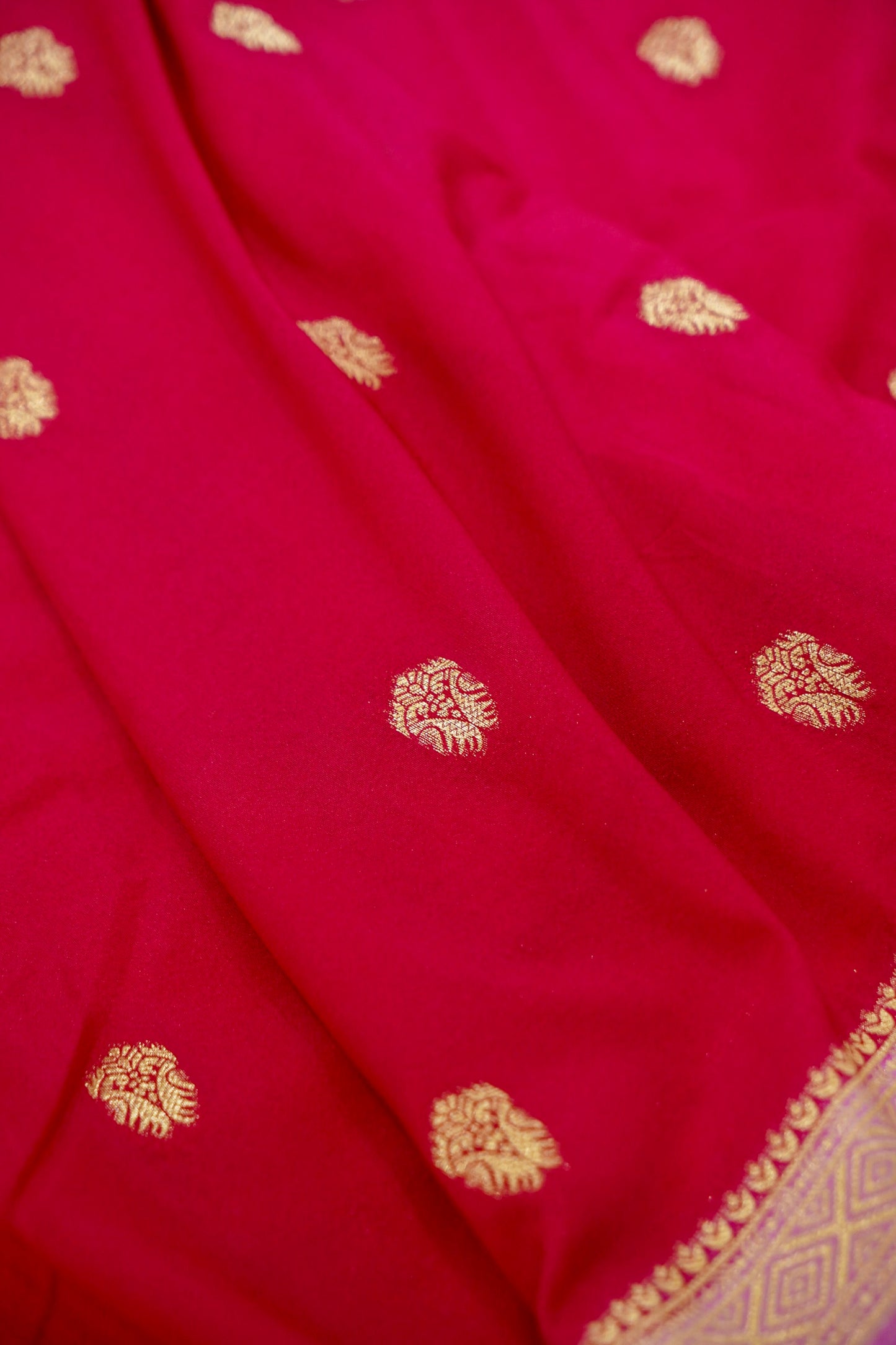 Crimson Red Banarasi Silk Saree with Allover Buti Work