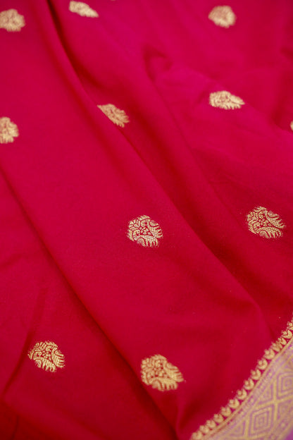 Crimson Red Banarasi Silk Saree with Allover Buti Work