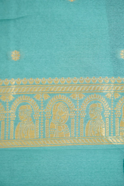 Bottle Green Banarasi Silk Saree with Allover Buti Work