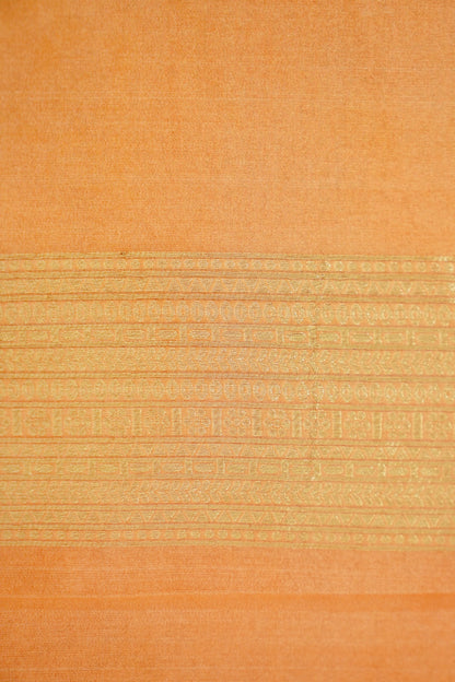 Orange Banarasi Silk Saree with Allover Jangla Weave