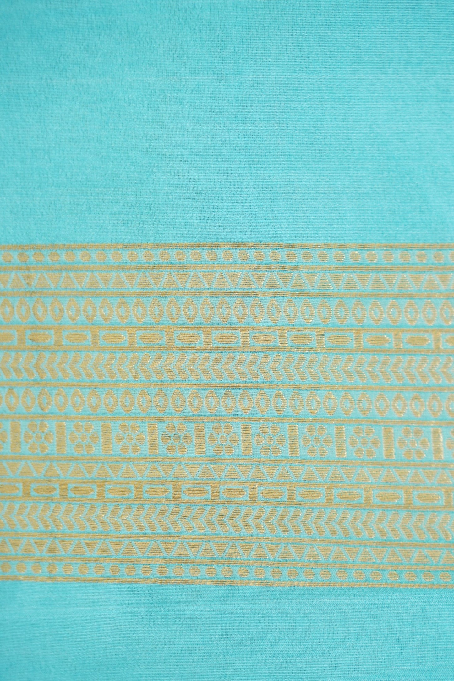 Turquoise Blue Banarasi Silk Saree with Allover Jangla Weave