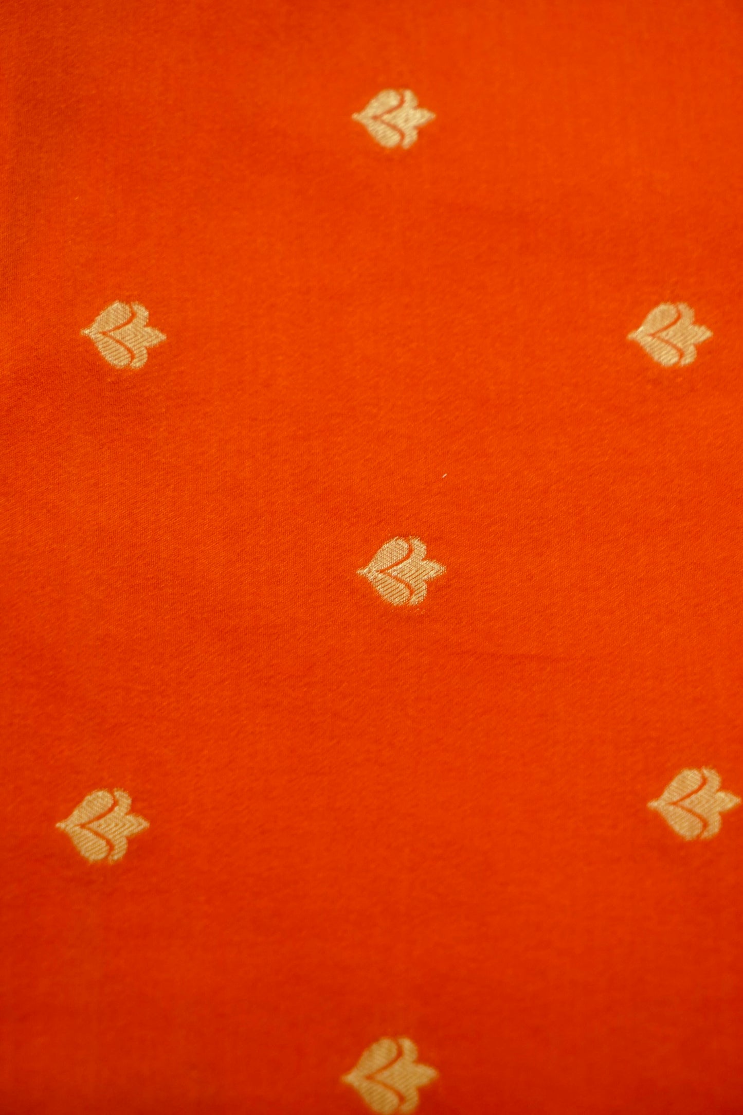 Orange Banarasi Silk Saree with Allover Stripe Weave