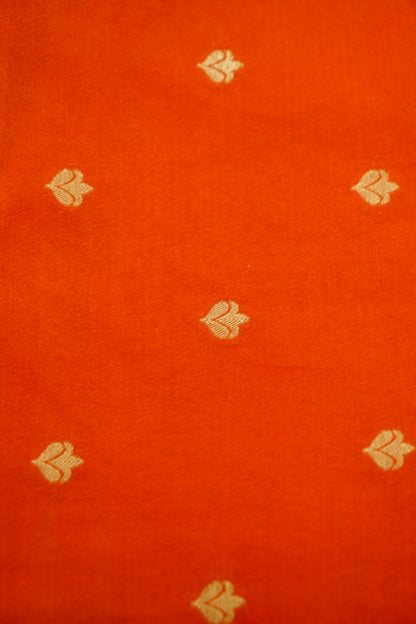 Orange Banarasi Silk Saree with Allover Stripe Weave