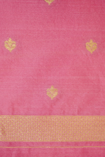 Pink Banarasi Silk Saree with Allover Stripe Weave